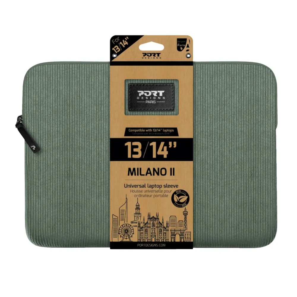 Port Designs Milano II Eco 13/14″ Universal Laptop Sleeve – Sage Green