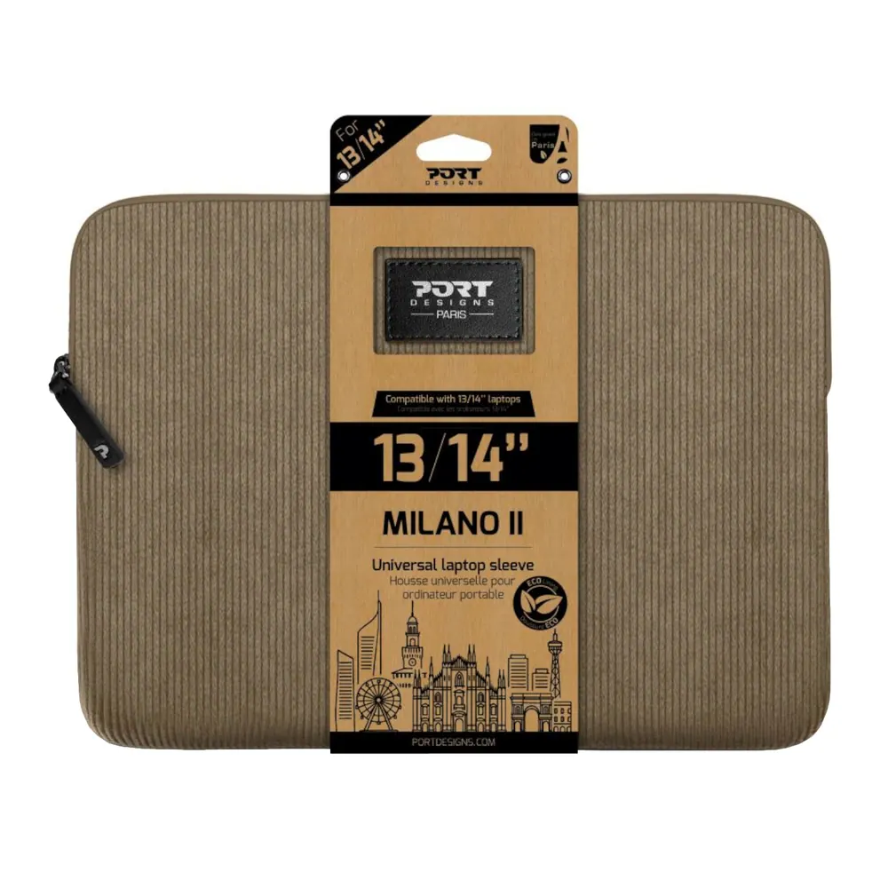 Port Designs Milano II Eco 13/14″ Universal Laptop Sleeve – Desert Brown