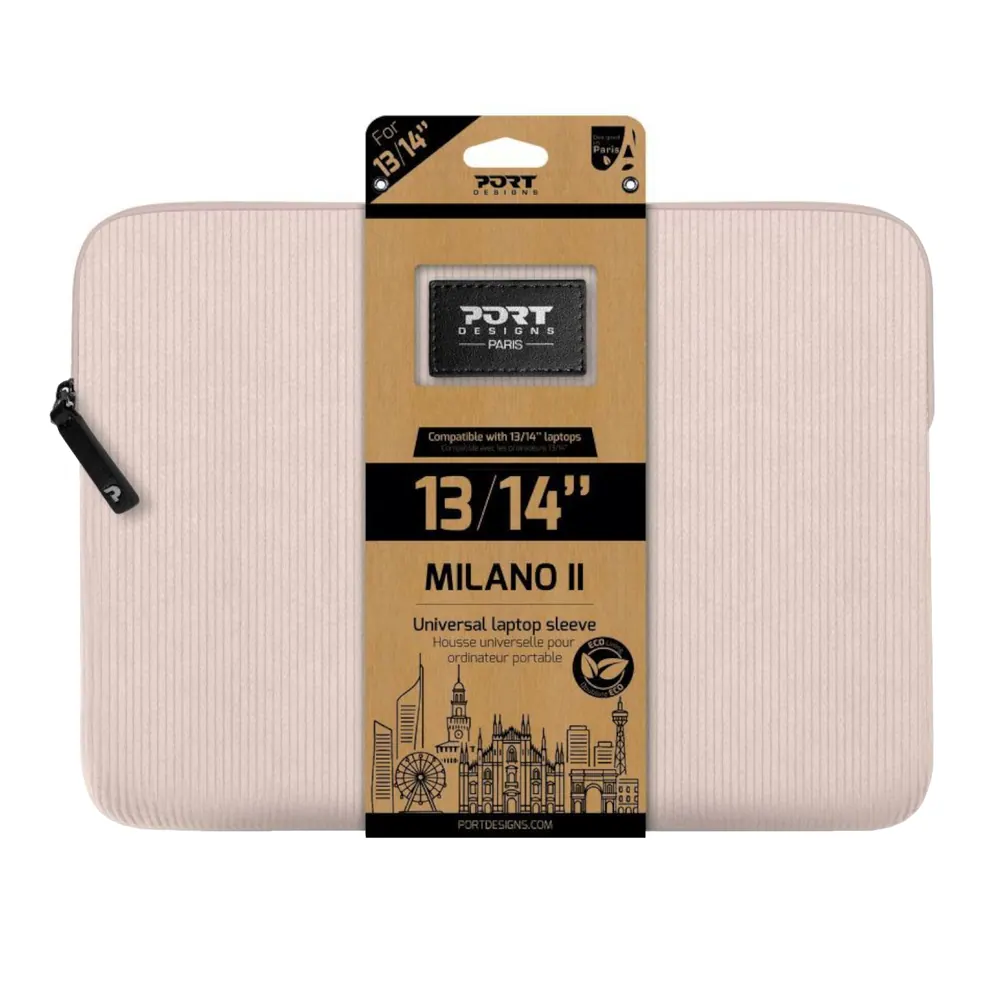 Port Designs Milano II Eco 13/14″ Universal Laptop Sleeve – Plush Pink