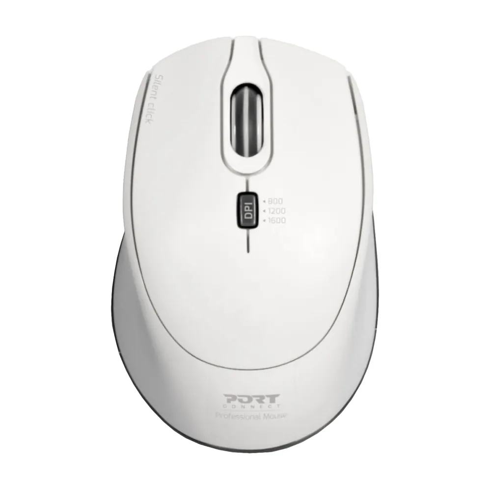 Port Connect Silent 1600DPI 3 Button Wireless Mouse – White