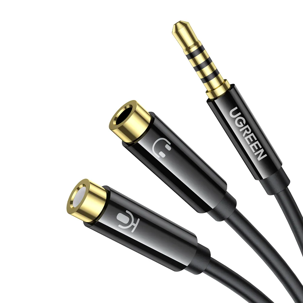 UGREEN AV141 3.5mm Headset Splitter Cable (1x Male to 2x Female) 20cm – Black
