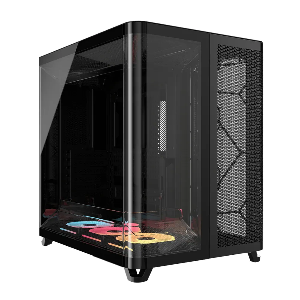 Corsair AIR 5400 LX-R RGB iCUE LINK Triple Chamber Mid-Tower PC Case – Black