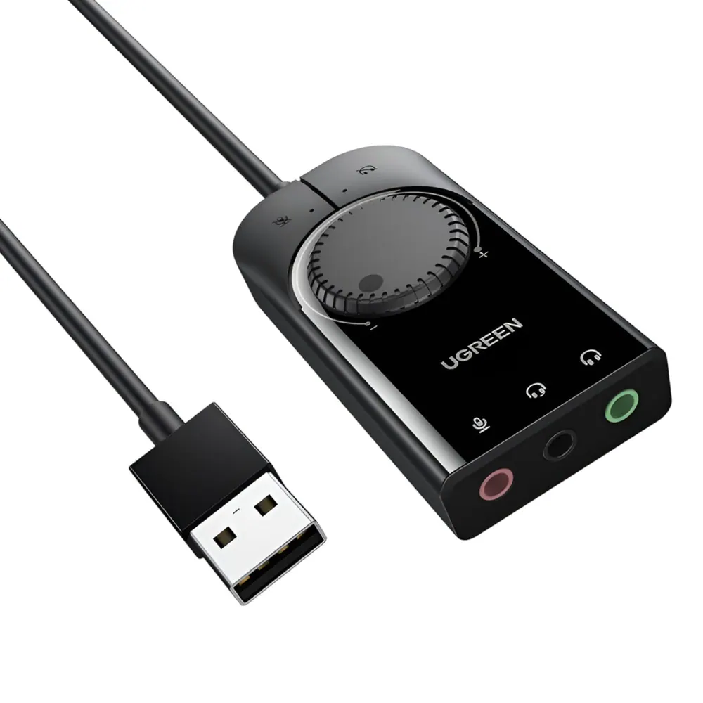 UGREEN USB-A to 3.5mm External Stereo Sound Adapter – Black