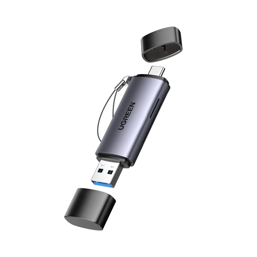 UGREEN 2-in-1 OTG Card Reader | Type-C | USB-A – Silver