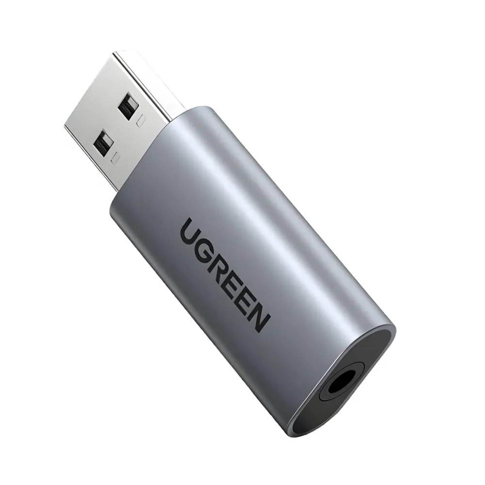 UGREEN USB-A to 3.5mm Audio Jack External Sound Adapter – Silver