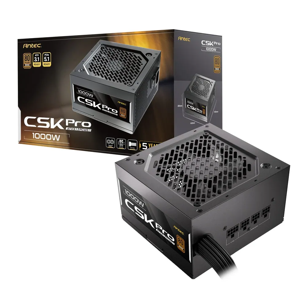 Antec ATX3.1 Semi-Modular 1000W Power Supply (80 PLUS Bronze, PCIe 5.1, ATX 3.1 Certified)