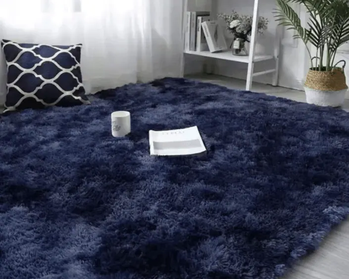 Colourful Fluffy Shag Runner (Navy)