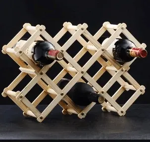 Foldable Wood Diamond-Shaped Wine Rack (10 Bottles)