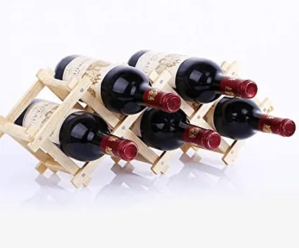 Foldable Wood Diamond-Shaped Wine Rack (5 Bottle)