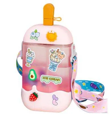 Funky Kids Water Bottle with Straw - For Her