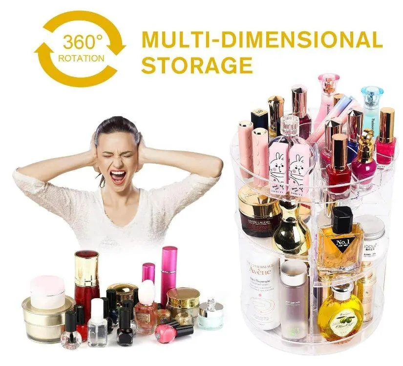 360 Degree Rotation Make Up Storage Shelf