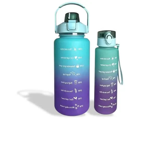 Combo: Vibrant Motivational Water Bottles (2 pcs)(Blue)