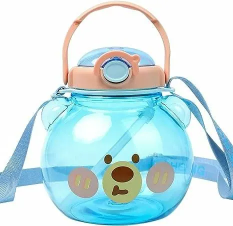 Cute Cartoon Bear Straw Bottle (1L) - Boy
