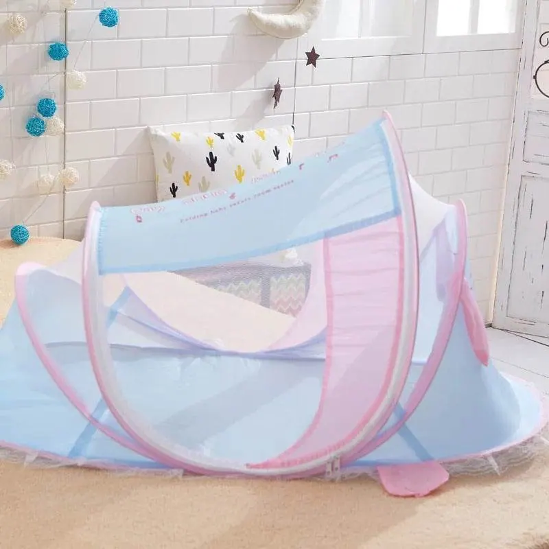 Infant Breathable Baby Bed - Blue with Pink
