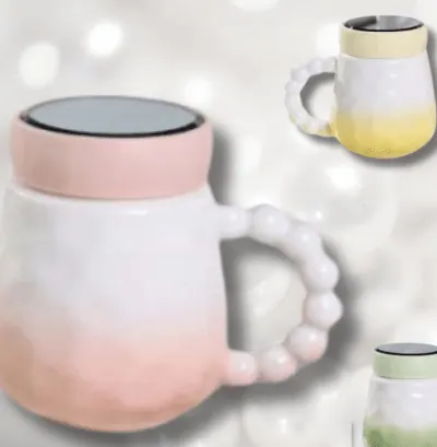 Glaze Ceramic Cup Simple With Lid (480ml)