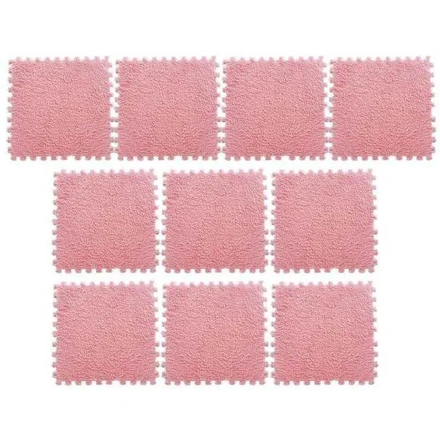 Fluffy Interlocking Carpet (9 pcs) - Pink