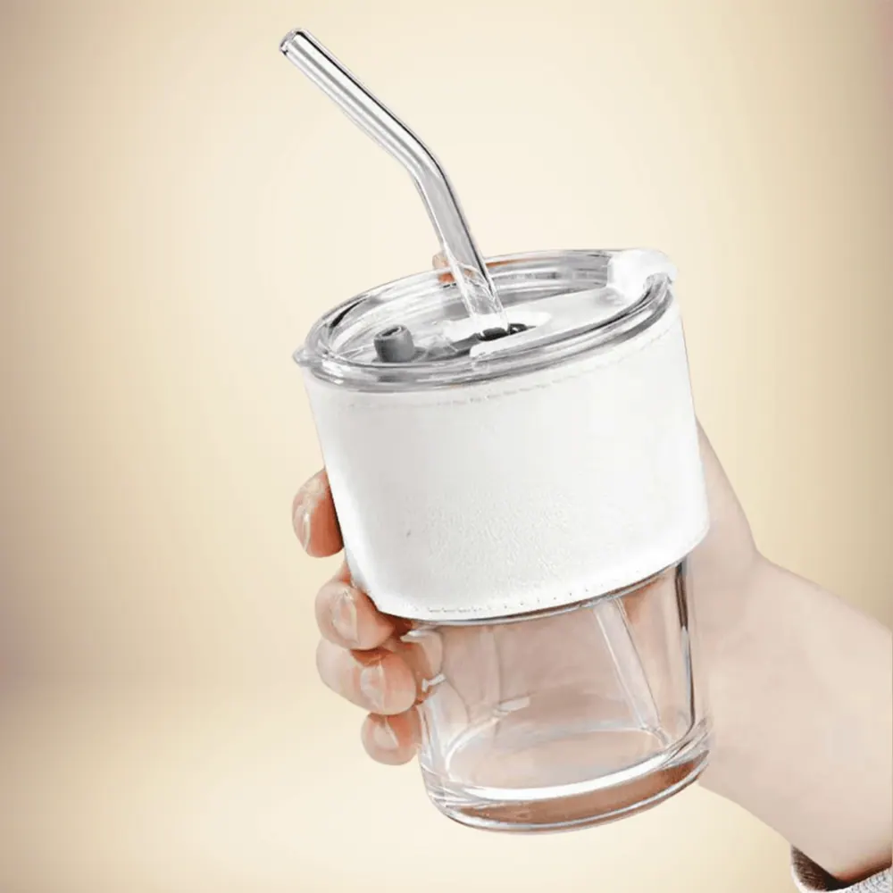 Protective Sleeve Glass Tumbler (White)(400ml)(Each)