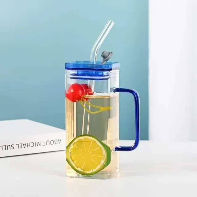 Colour-Tinted Glass Tumbler With Plastic Lid (380ml)(Each)