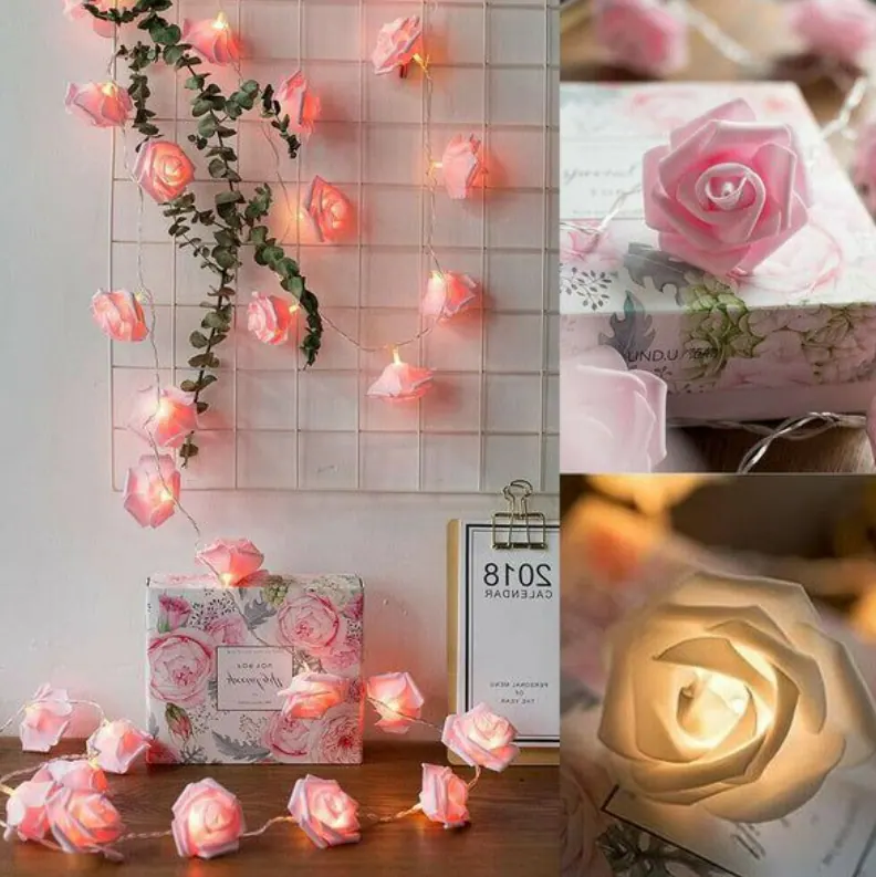 Decorative Soft Rose Flower LED String Light (Pink)