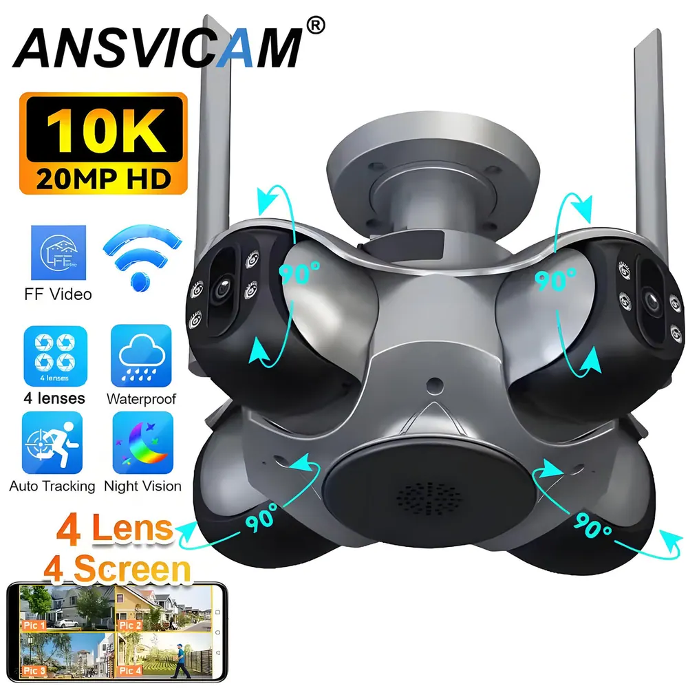 4 Lens WiFi Surveillance Security Tracking Cam