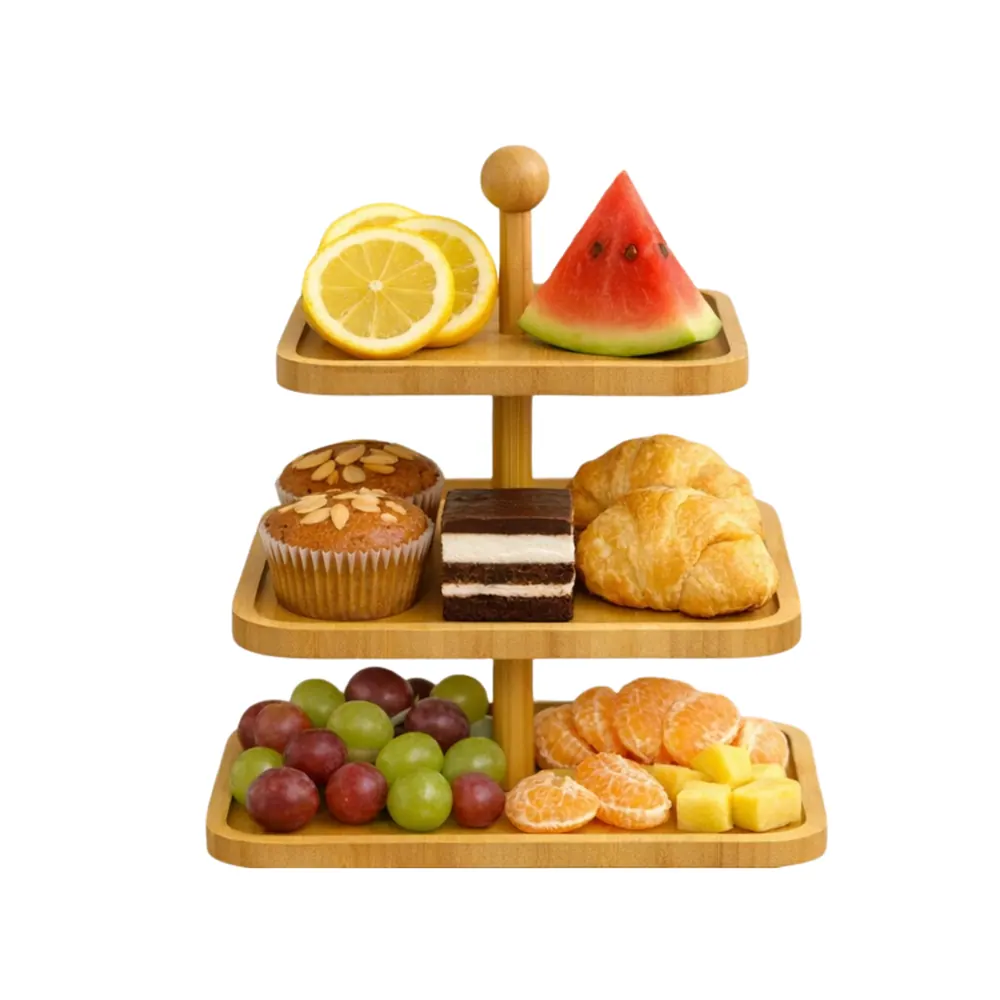 Square Bamboo Serving Stand (3 Tier)