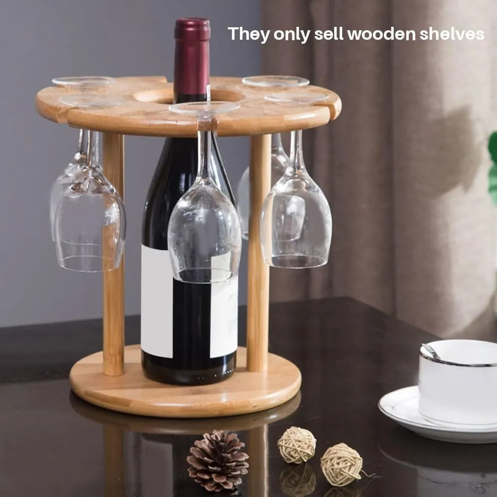 Single Wine Bottle And Glass Display Stand