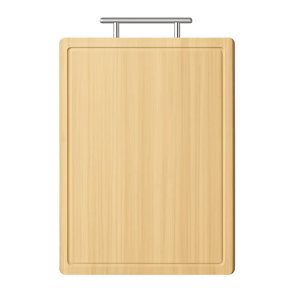 Bamboo Cutting Board With Stainless Steel Handle