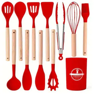 Silicone Utensil Set (12 pcs) - Red