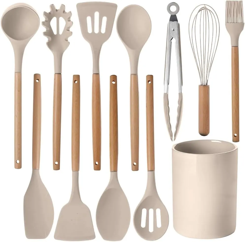Silicone Utensil Set (12 pcs) - Cream