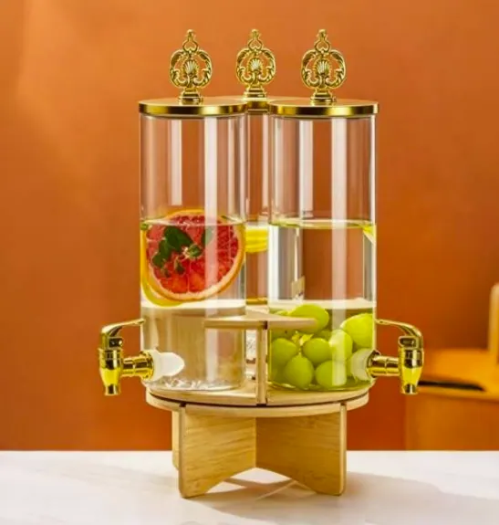 Luxury Rotating Triple Glass Beverage Dispenser (1.8L)(3 pcs)