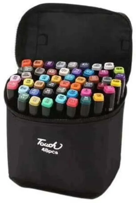 Coloured Dual Marker And Highlighter Pen Set (48 pcs)