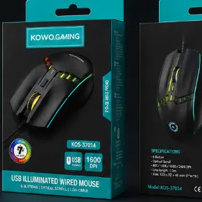 USB Illuminated Wired Mouse with RGB Lighting
