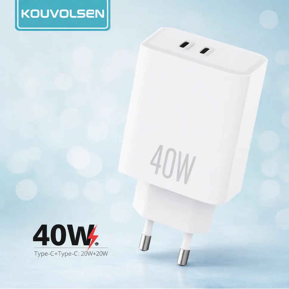40W Dual USB-C Quick Charger Travel Adapter
