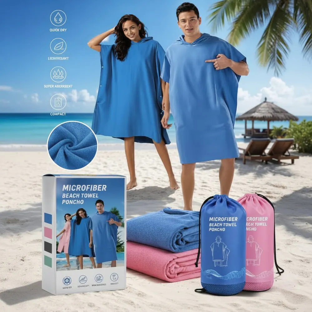 Microfiber Beach Towel Poncho - Him