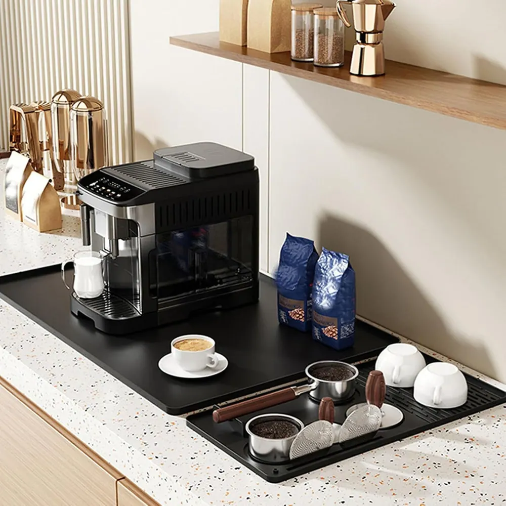 Silicone Coffee Machine Mat Set (2 pcs)(Black)