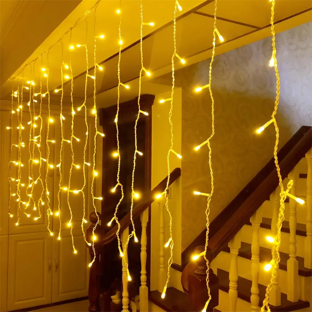 LED Icicle Curtain Fairy Lights (Warm White)(3mx3m)