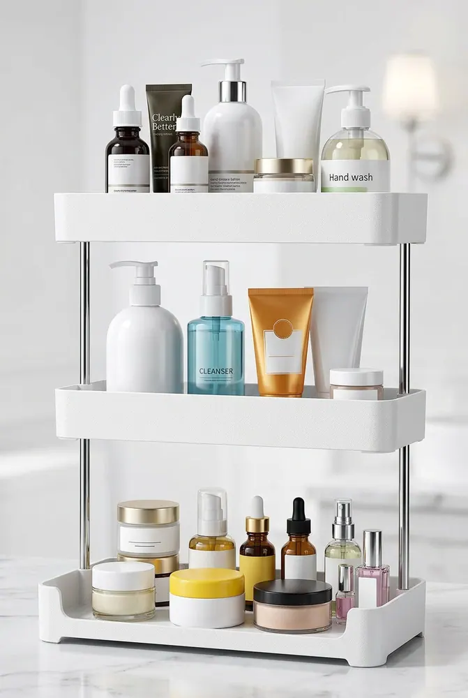 3-Tier Multifunctional Storage Rack - Bathroom & Kitchen Organizer Shelf