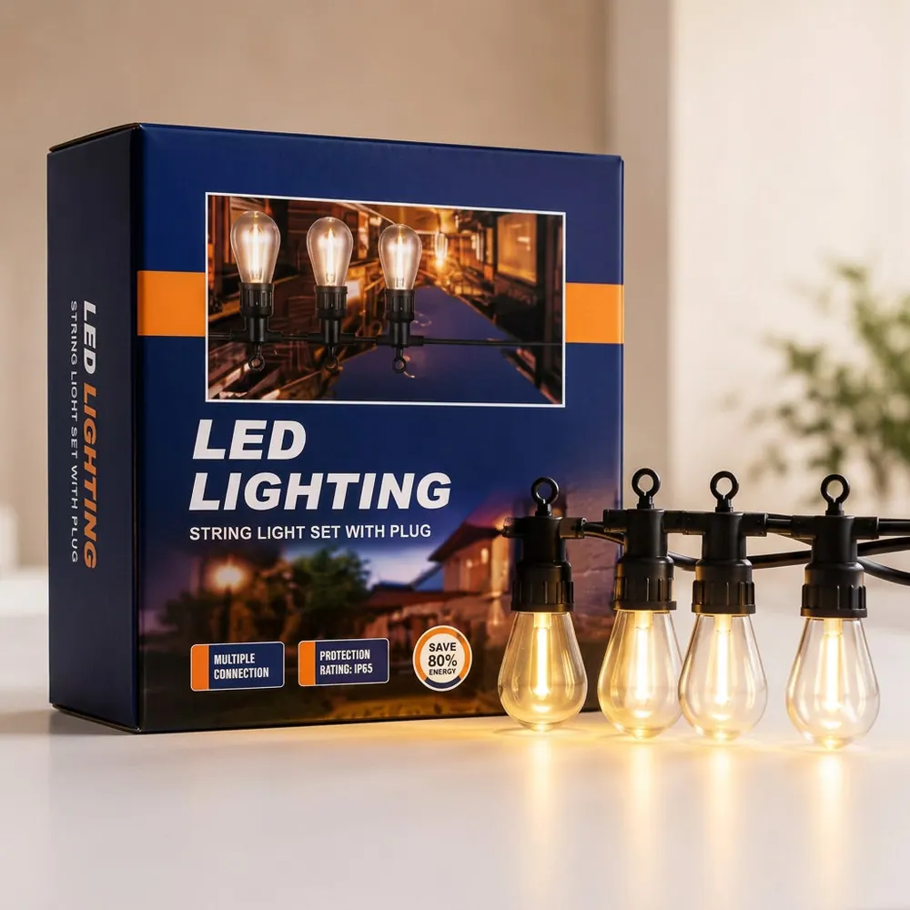 Outdoor LED String Lights with Vintage Edison Bulbs - 5M, 10 Bulbs