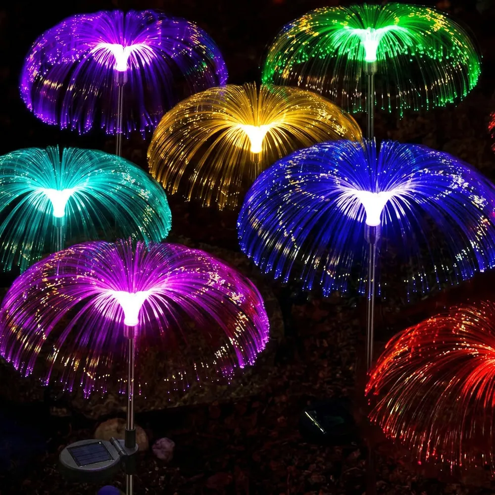 Solar LED Fiber Optic Jellyfish Garden Light (2 pcs)