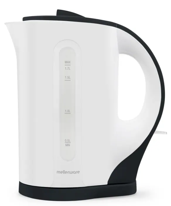 Mellerware Tugela 1.7L Black & White Cordless Plastic Kettle
