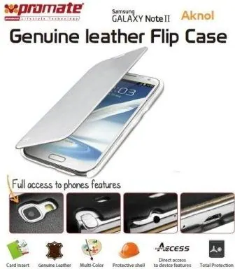 Promate White Aknol Elegant Book Style Leather Case