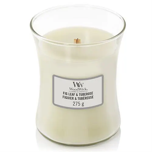 Woodwick Fig Leaf & Tuberose Medium Jar Retail Box No