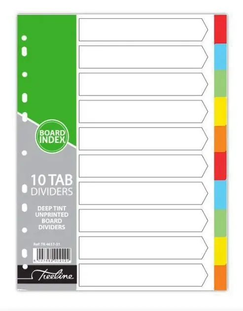 Treeline A4 File Divider Board Tab