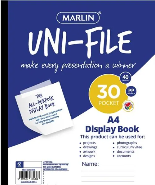 Marlin A4 All Purpose UniFile 30 Page Display Book
