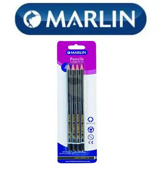 Marlin Scribblers HB end dipped pencil Black and Silver