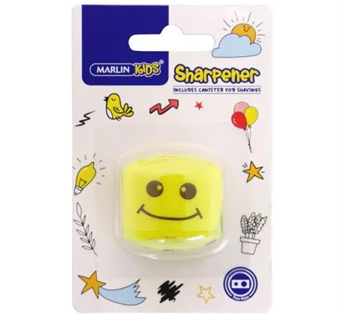Marlin Kids 2 Hole Sharpener With Container Yellow