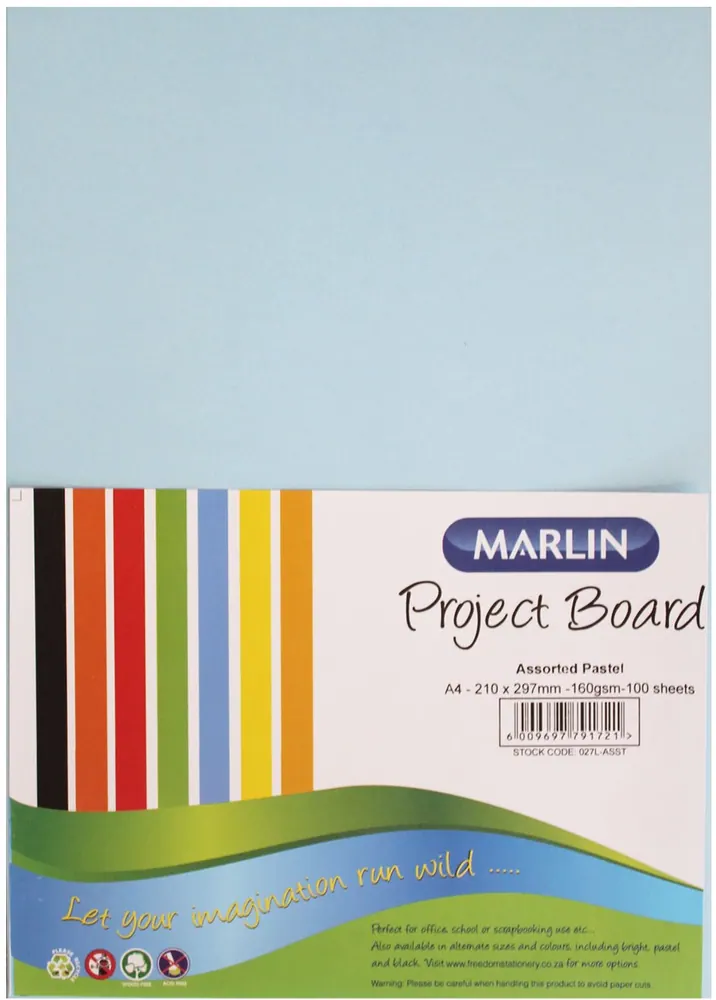 Marlin A4 160gsm 10 Sheets Project Board Assorted Pastel