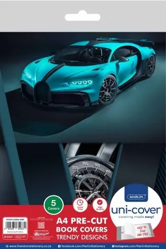 Marlin A4 Bugatti Precut Book Covers 5 Pack
