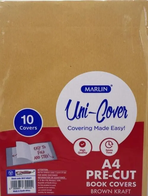 Marlin Kids A4 Precut Book Covers Brown Kraft