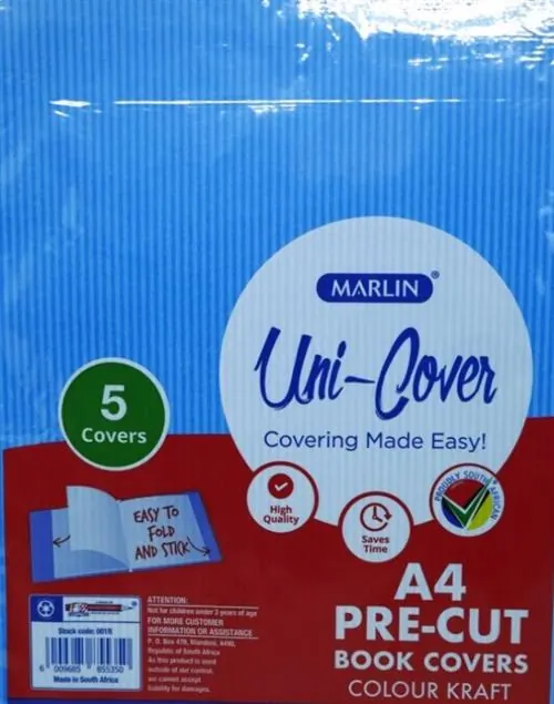 Marlin Kids A4 Precut Book Cover Blue 5 Pack